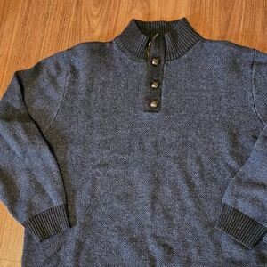 Vintage Tricot St. Raphael Men's Navy Quarter Button Mock Neck
